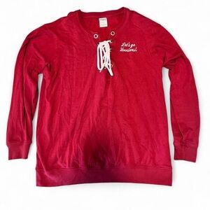 Victoria's Secret Red IU Hoosiers Hoodie with Lace-Up Front Size L